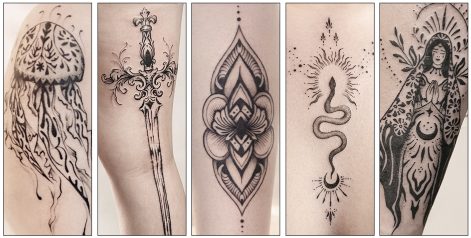 Tatouage Hoboh Aix Marseille Elodie artiste ornemental illustratif fine line